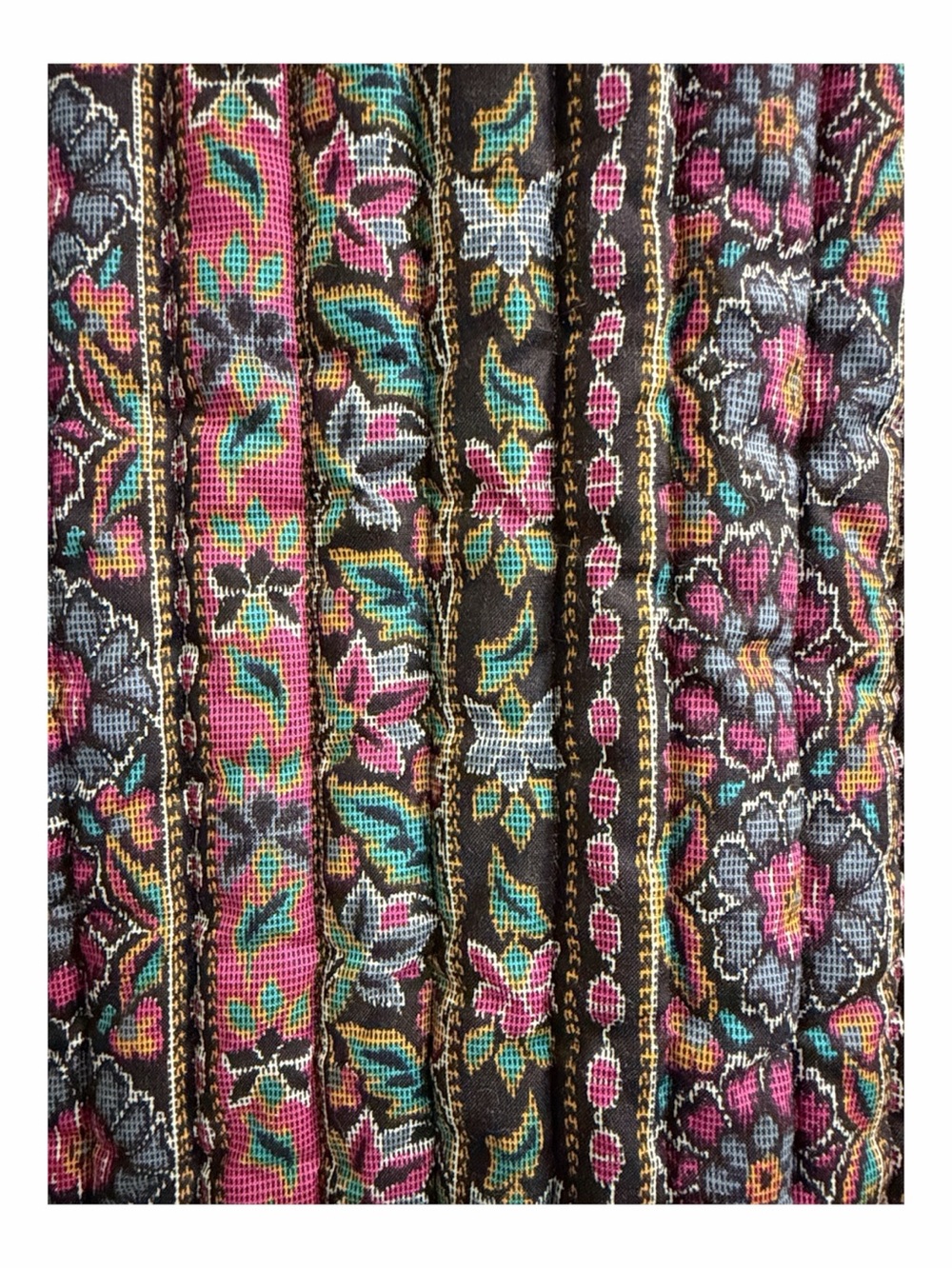 Vintage Floral Quilted Jacket Mandarin Collar Frog Closure Boho Statement Coat - Picture 4 of 7